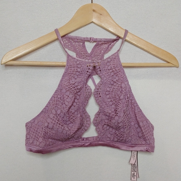 Victoria's Secret Bralette Mauve‎ Pink Purple Lace Unlined Medium M - Picture 1 of 7
